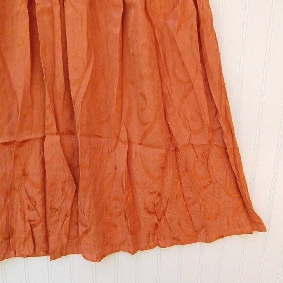 Vintage Boho Handmade Midi Skirt Size S Floral Orange Pull On Elastic Waist Fall - Picture 7 of 9